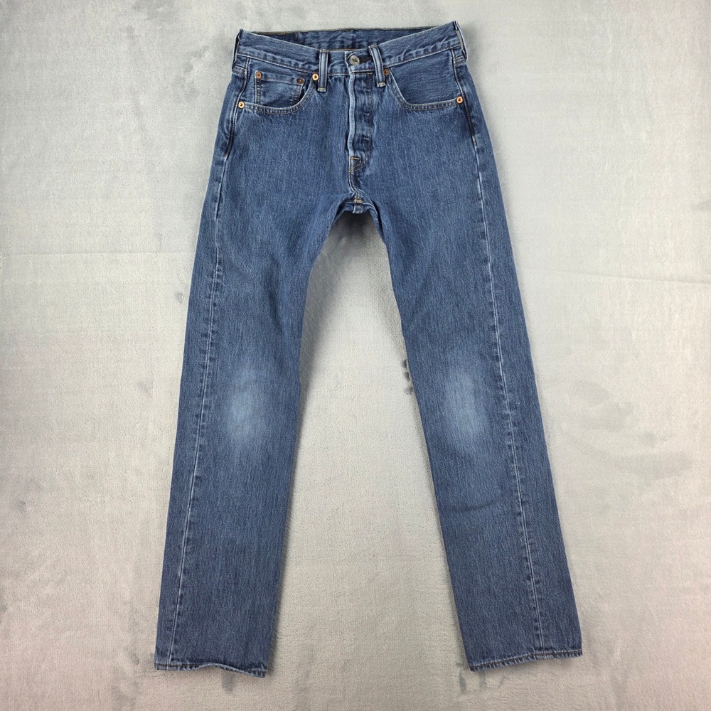 Levis 501 Original Straight Leg Blue Denim Button Fly Jeans W28 L32 00501-0194